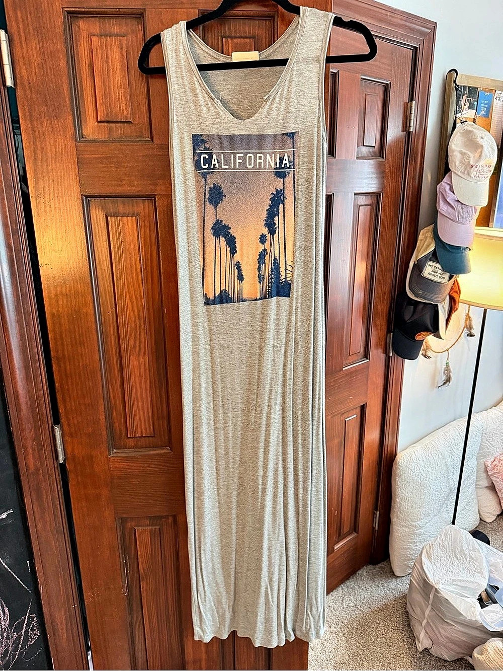 California Graphic Maxi Dress in Gray